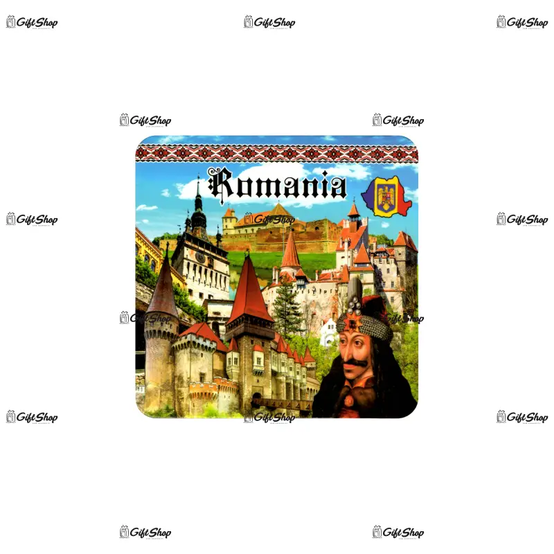 Castelul bran, vlad tepes, suport coster din lemn, model a